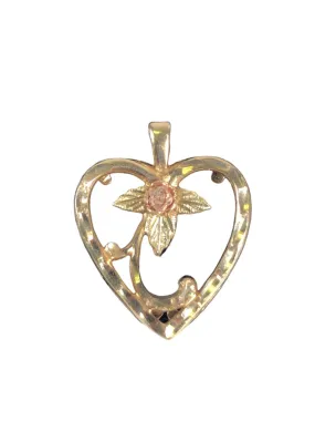 10K Heart Pendant w/ Flower