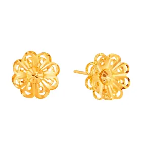 916 Gold Faceted Flower Earrings