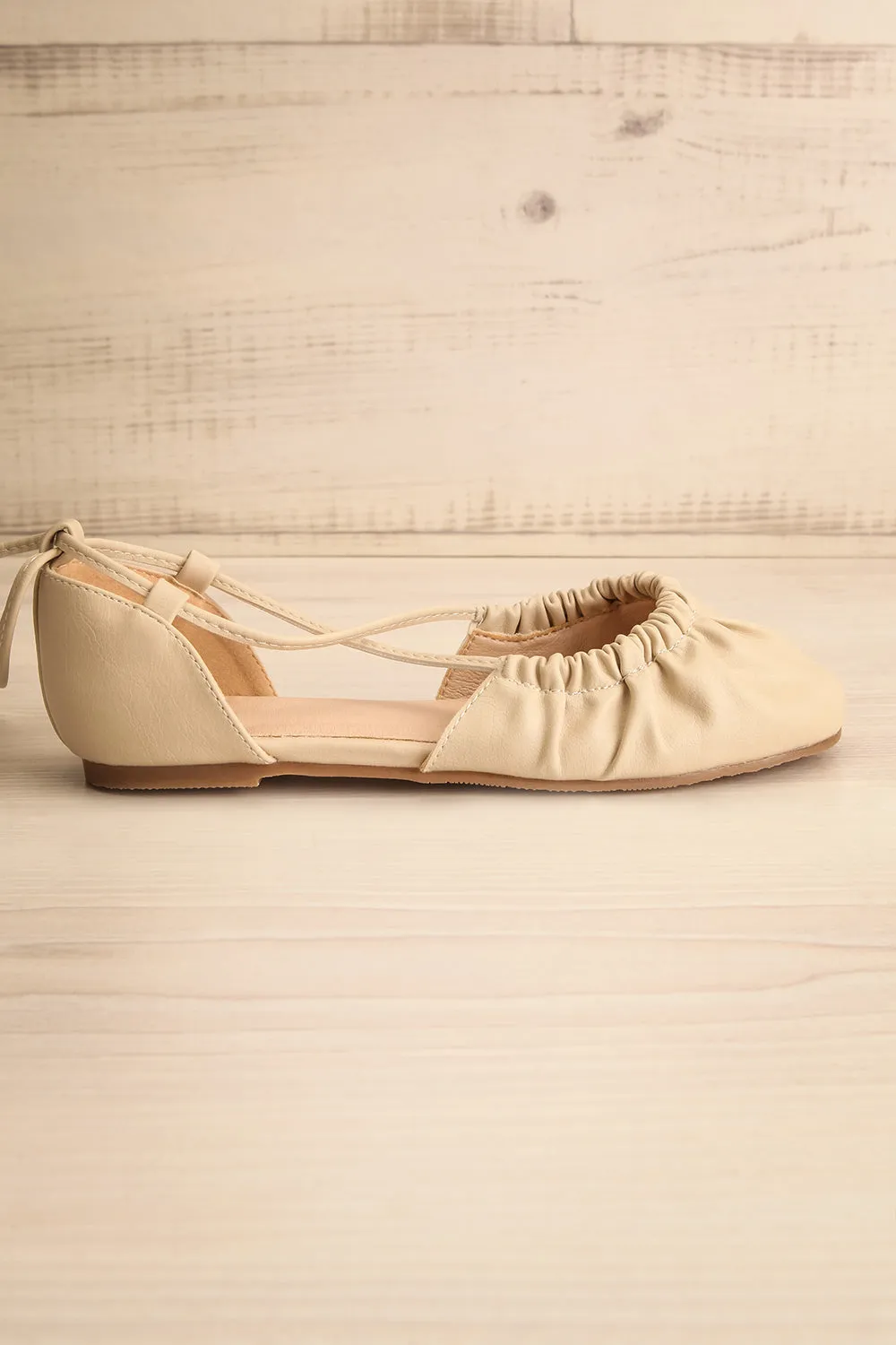 Alastor Beige | Ballerina Flats w/ Ankle Tie