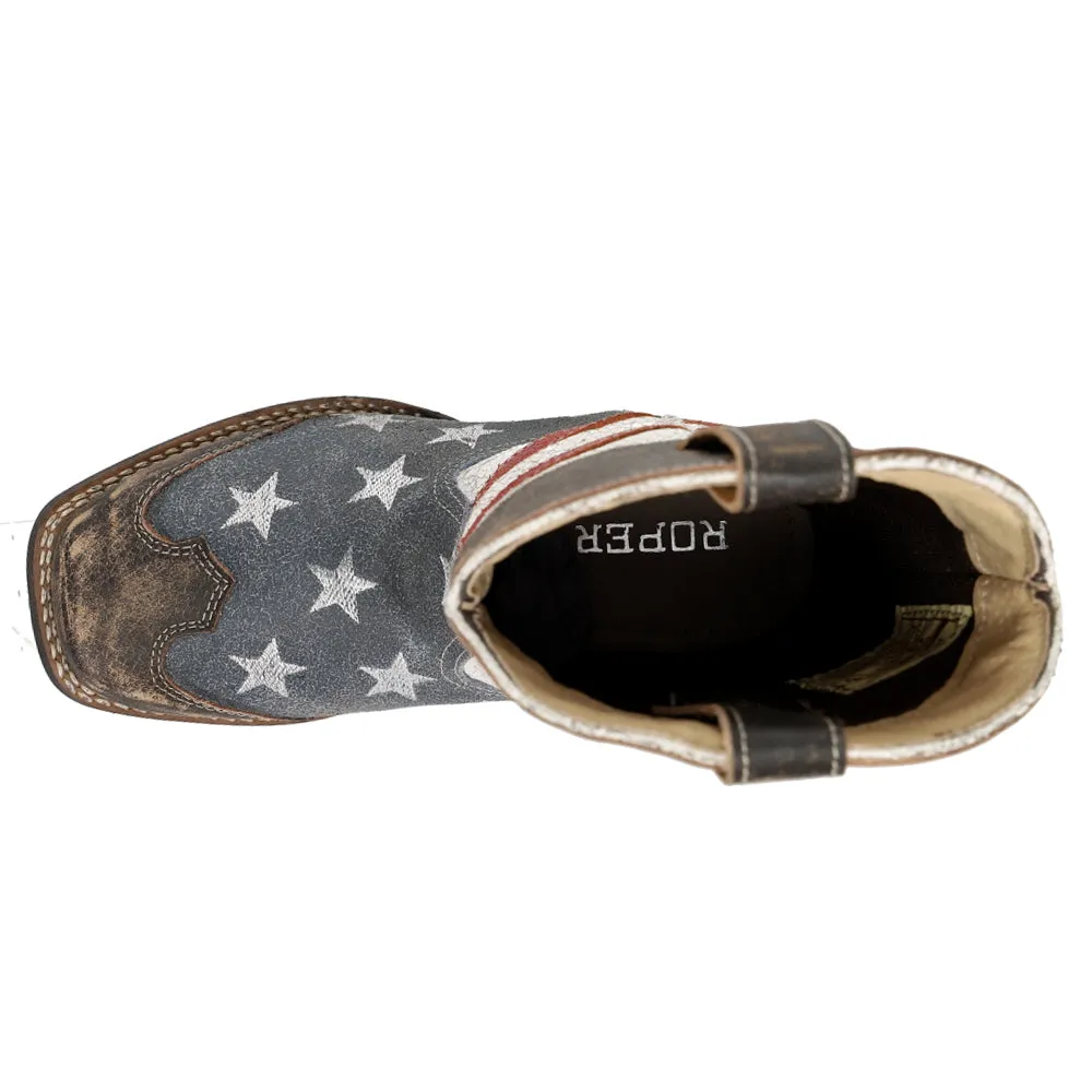 Americana Flag Square Toe Cowboy Boots (Little Kid)