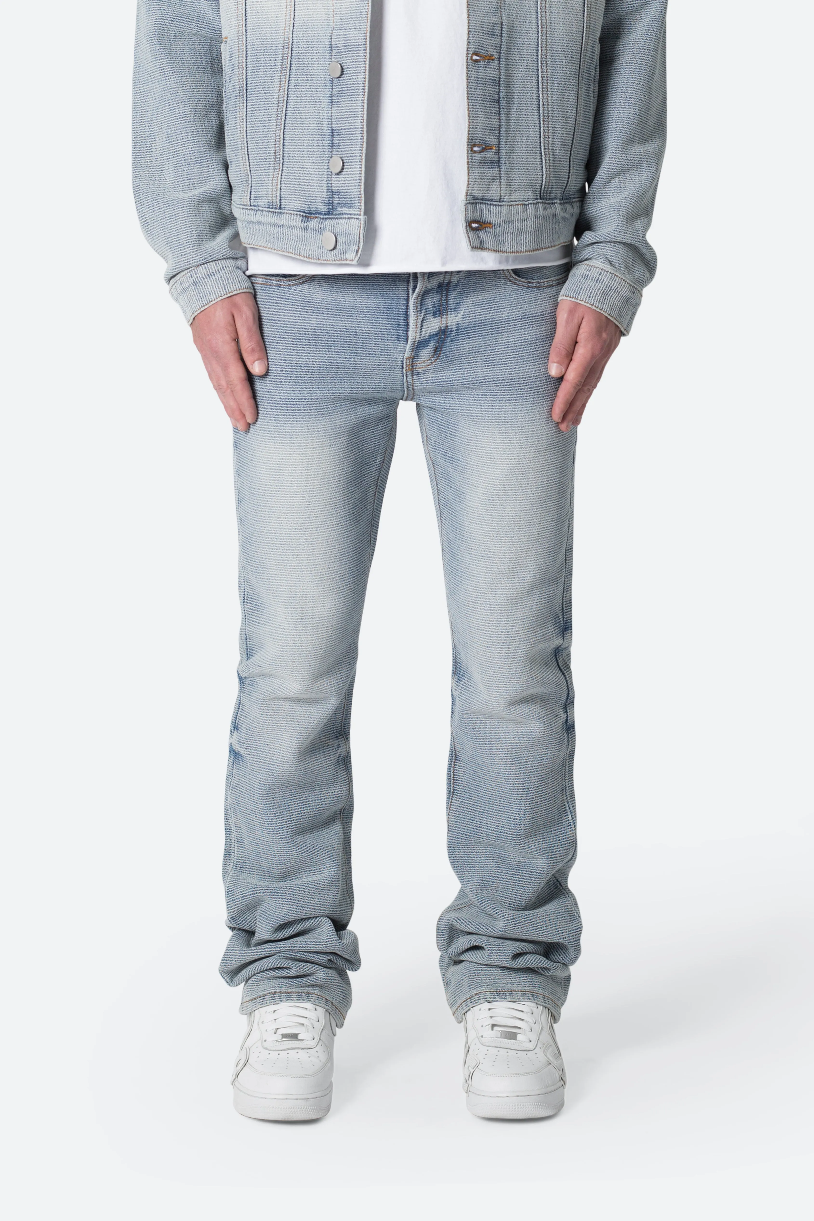 B575 Western Crosshatch Flare Denim - Blue