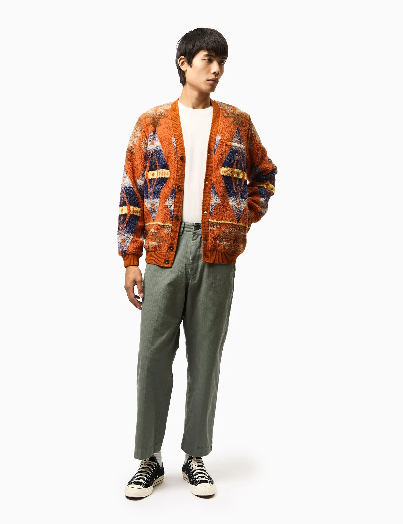 Beams Plus Boa Cardigan (Jacquard) - Orange