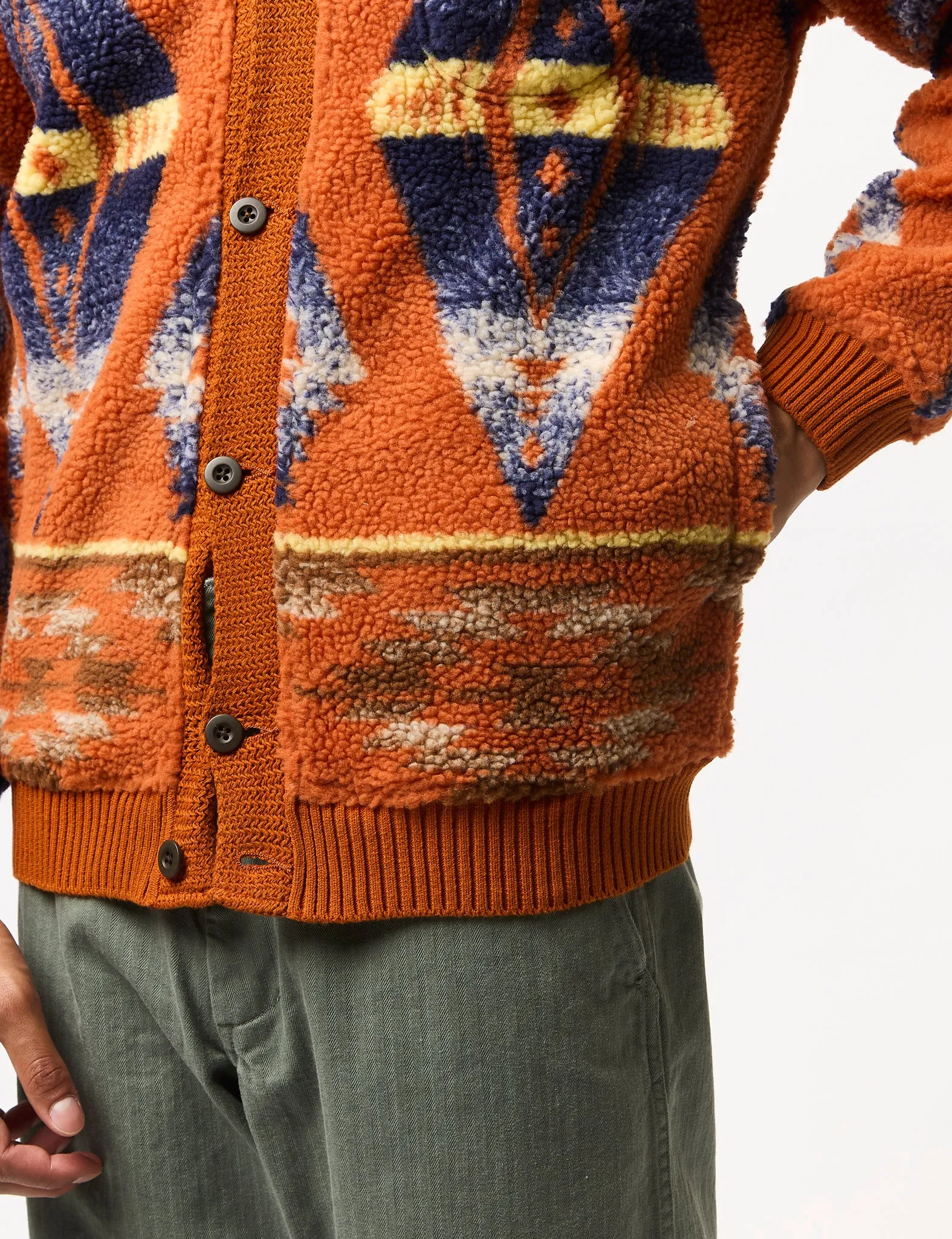 Beams Plus Boa Cardigan (Jacquard) - Orange