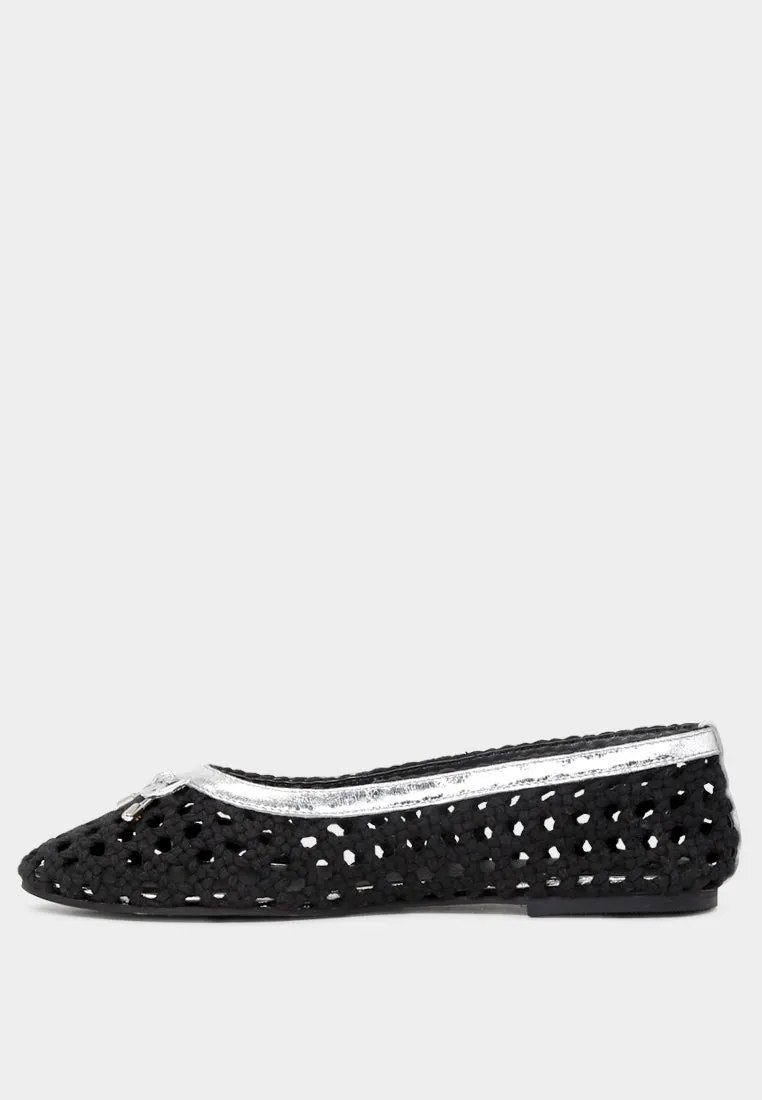 Brionna Cotton Mesh Flat Ballerinas By Ruw