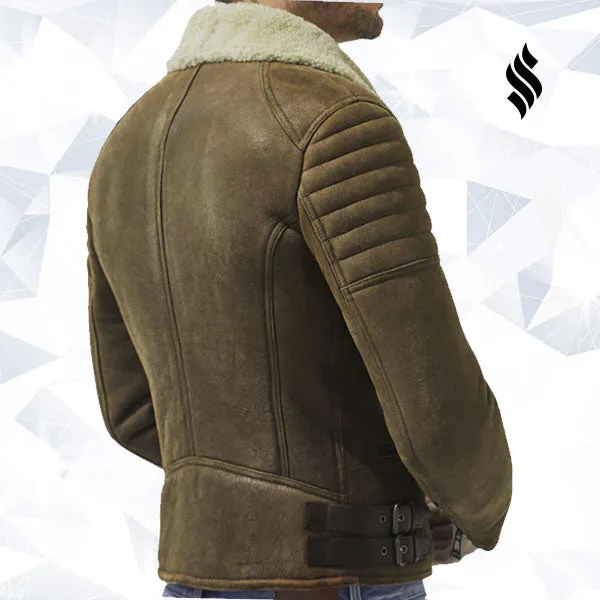 Chocolate Brown Aviator Leather Jacket Men