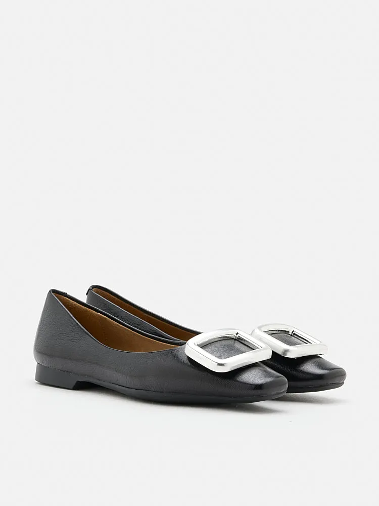 Daeva Silver Buckle Flats