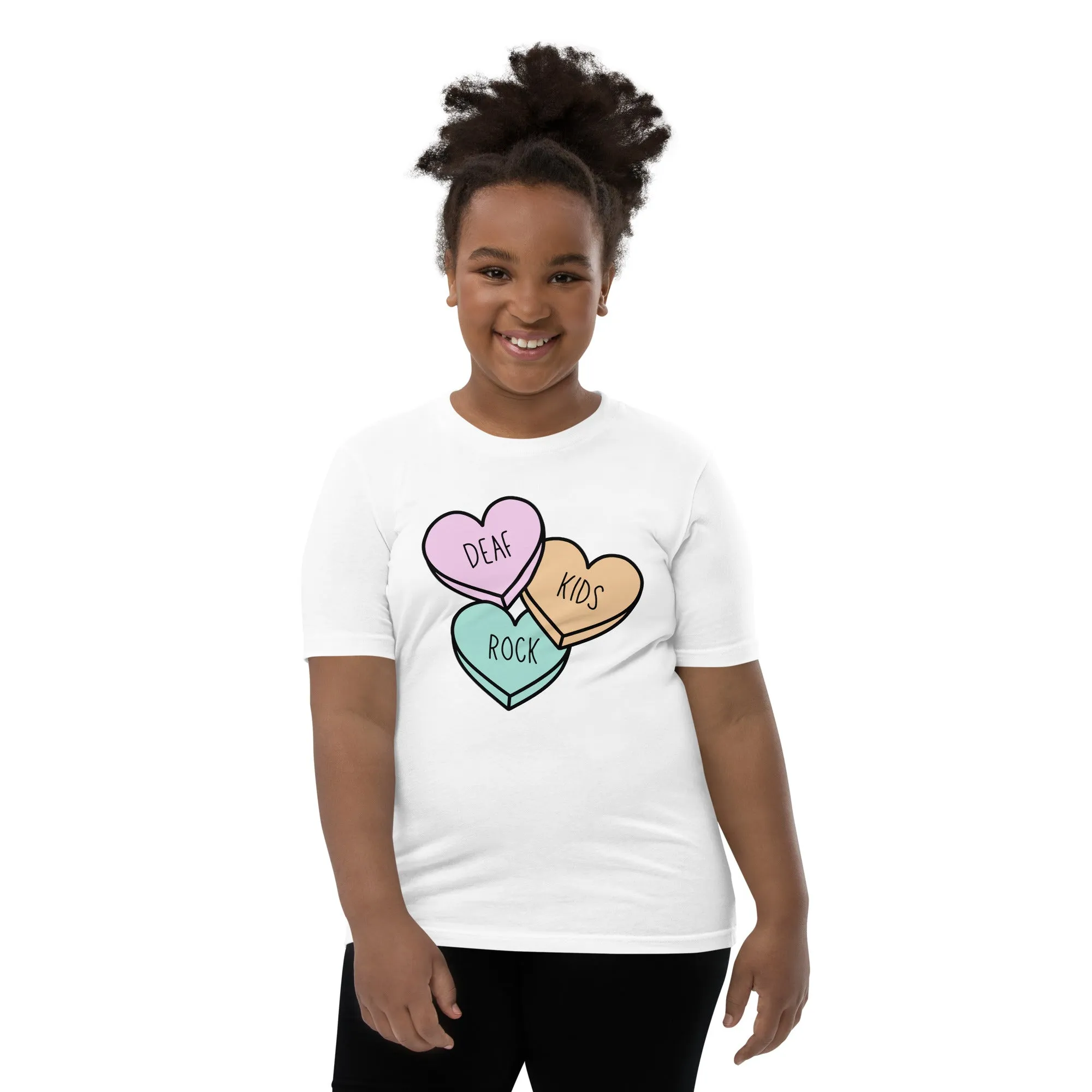 Deaf Kids Rock (Candy Hearts) Youth Short Sleeve Tee