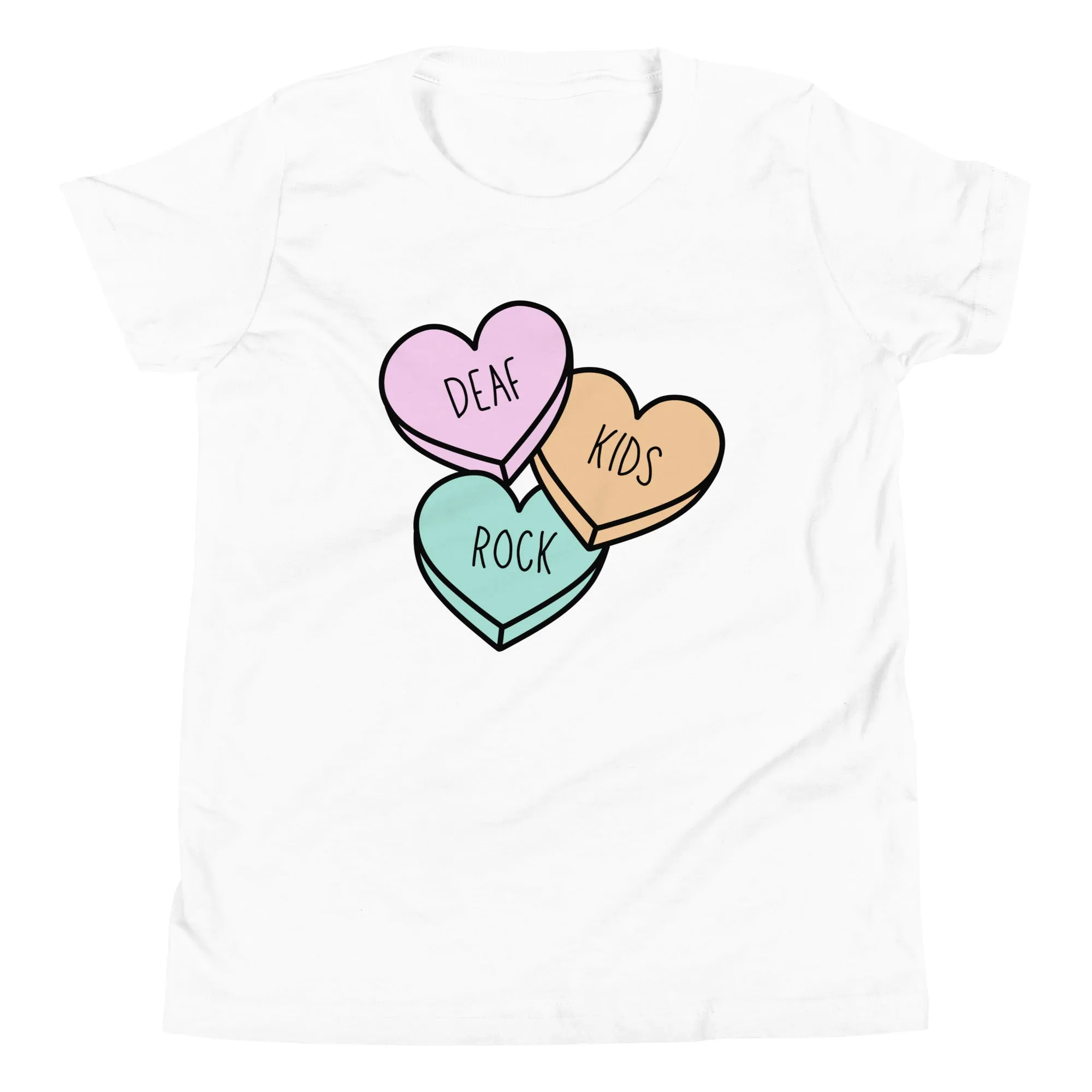 Deaf Kids Rock (Candy Hearts) Youth Short Sleeve Tee