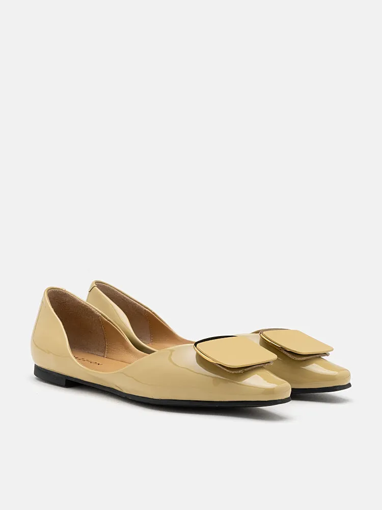 Desiree Buckled Patent Covered Flats