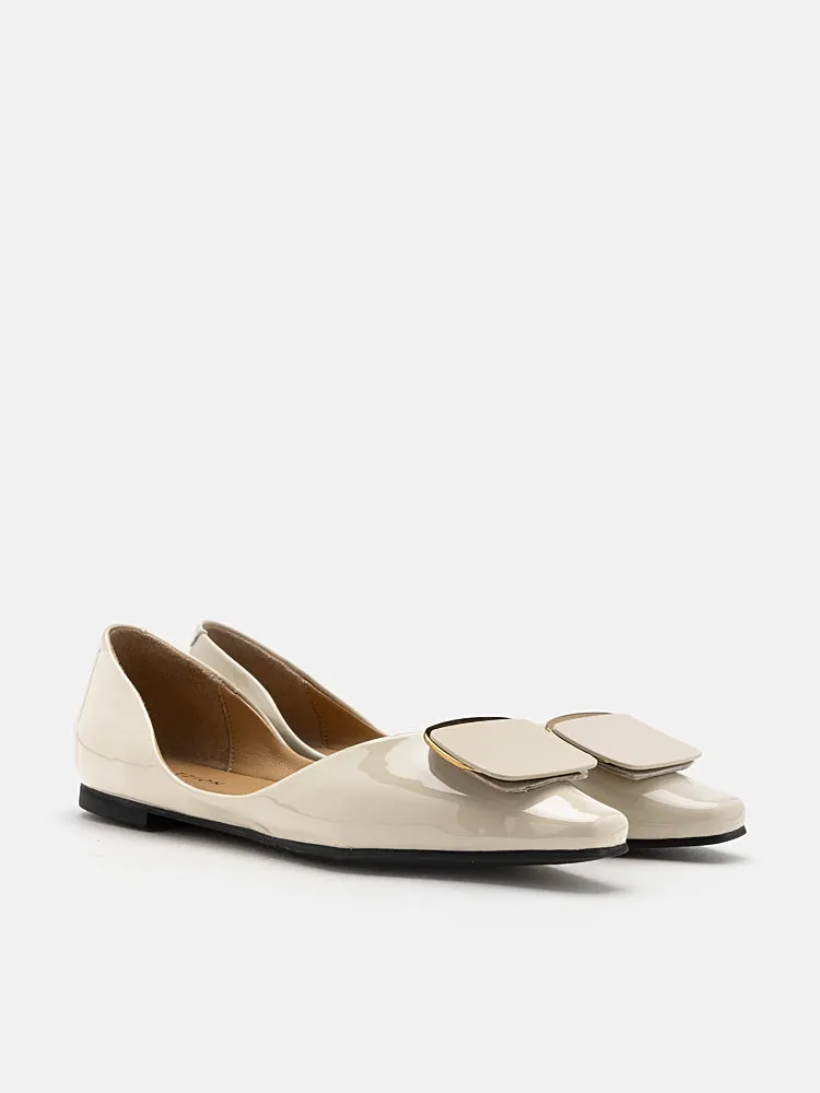 Desiree Buckled Patent Covered Flats