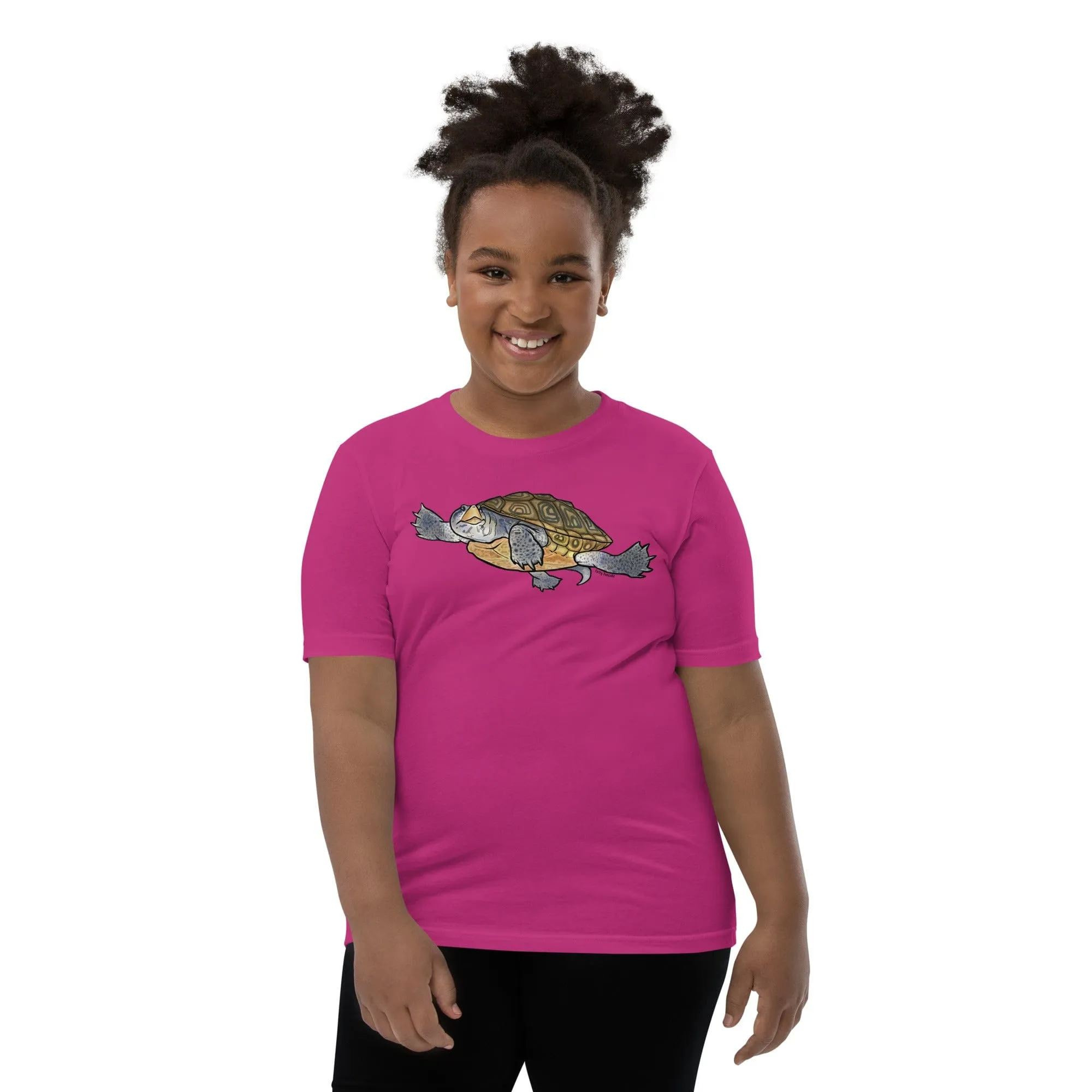 Diamondback Terrapin Youth Short Sleeve T-Shirt, Cute Turtle Tee