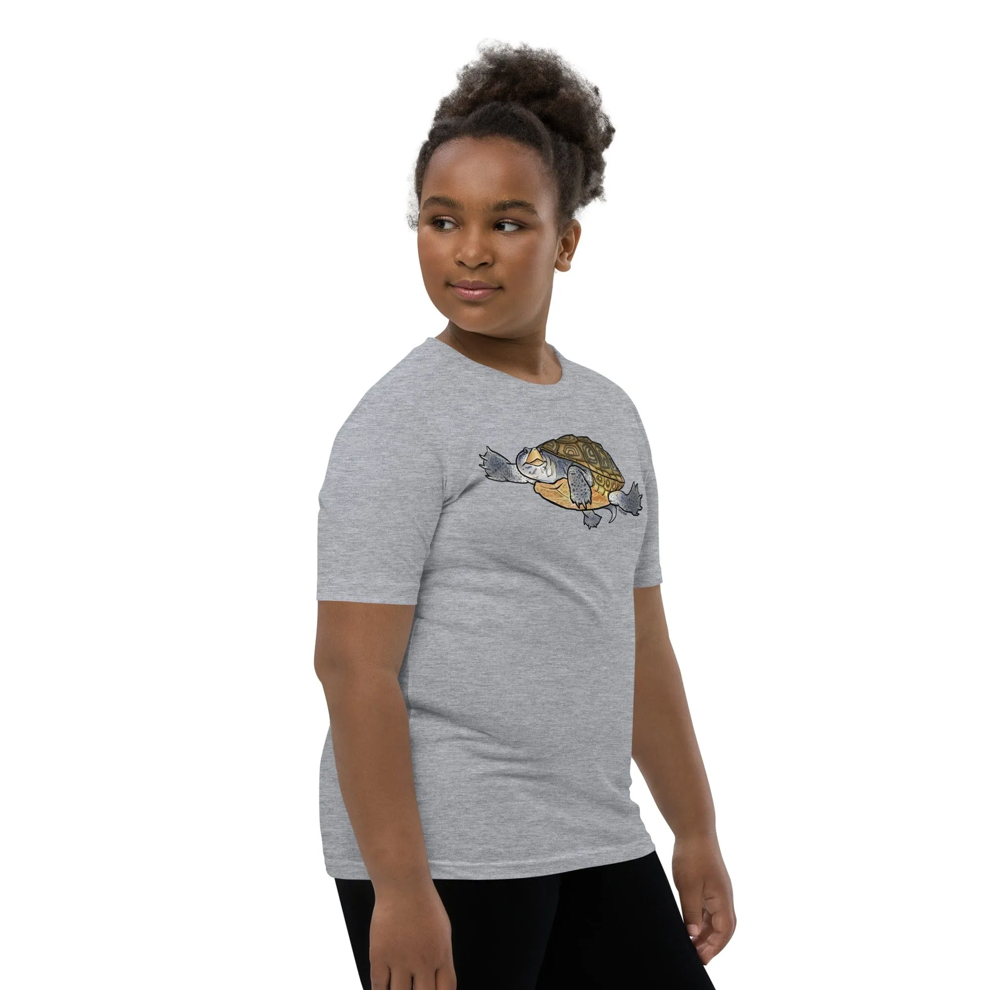 Diamondback Terrapin Youth Short Sleeve T-Shirt, Cute Turtle Tee