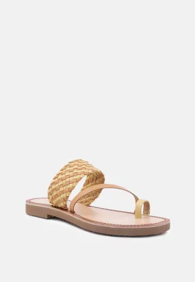 ISIDORA Mustard Braided Leather Flat Sandal