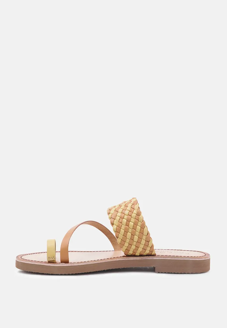 ISIDORA Mustard Braided Leather Flat Sandal