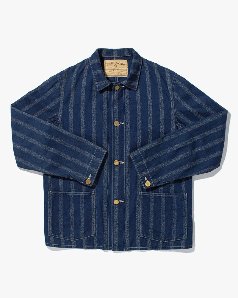 Japanese Repro Denim Coverall Chore Coat, Warehouse & Co. Brand, Denim Stripe - 38