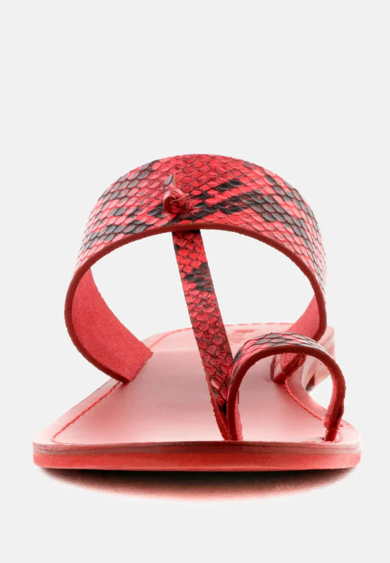 LEONA Snake Print Thong Flat Sandals