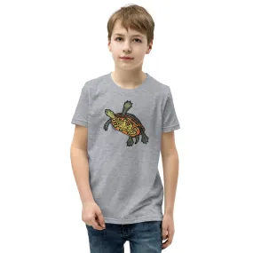 Painted Turtle Youth Short Sleeve T-Shirt, Cute Turtle Tee