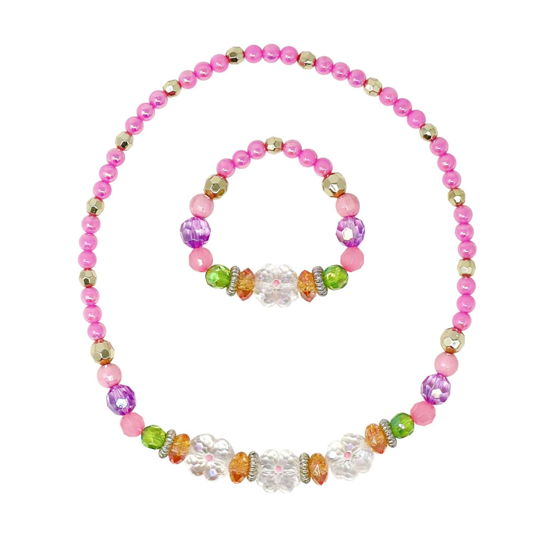 Pixie Fantasy Flower Stretch Beaded Necklace & Bracelet Set