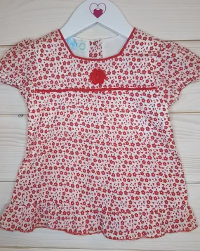 Red & white Floral dress, 0-3 months BNWT