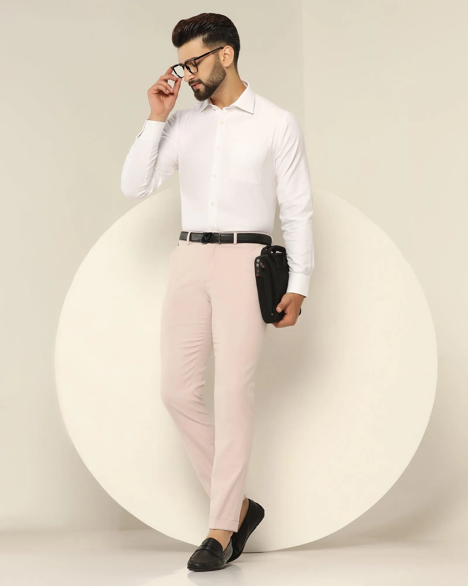 Super Slim Phoenix Formal Pink Textured Trouser - Tank