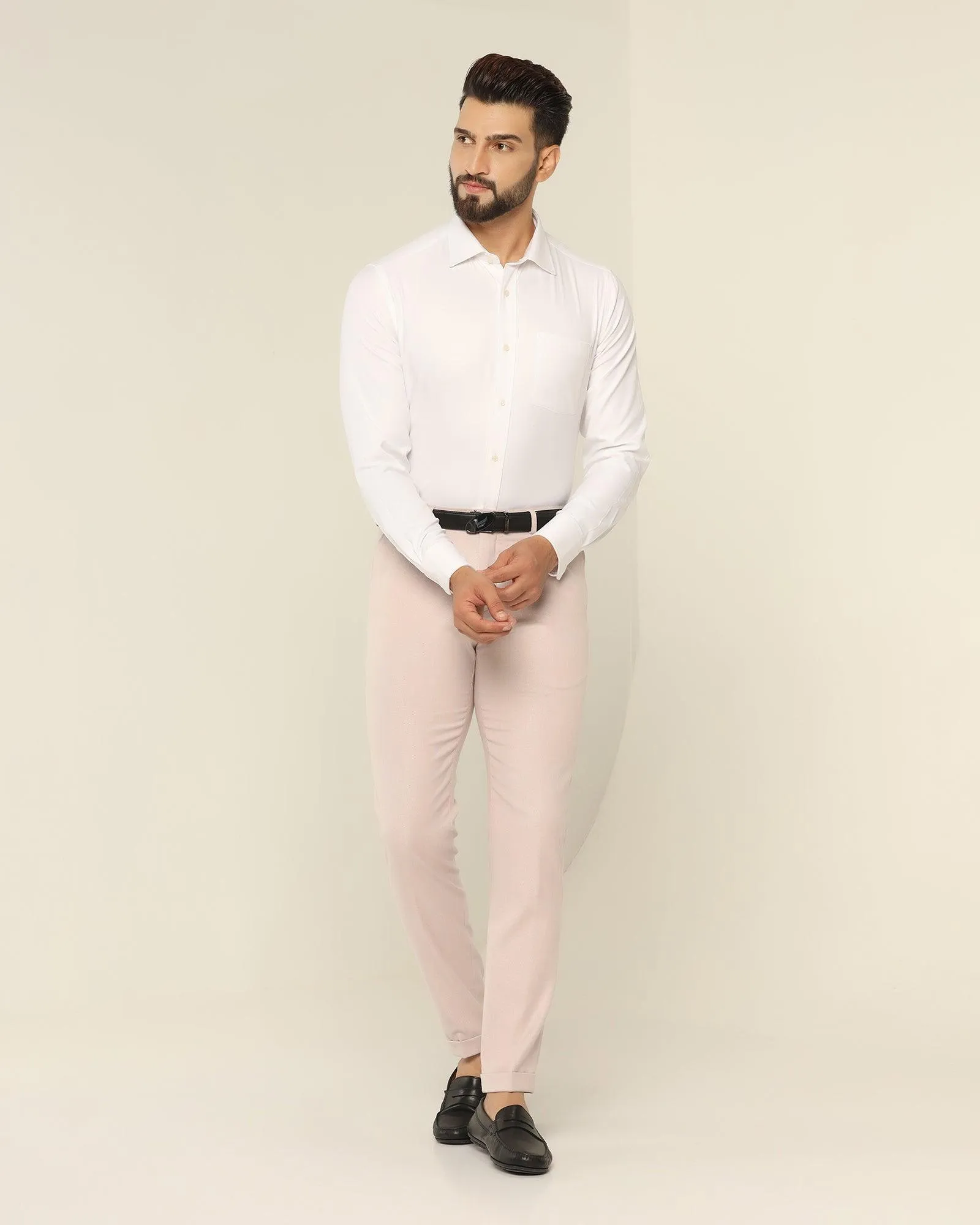 Super Slim Phoenix Formal Pink Textured Trouser - Tank