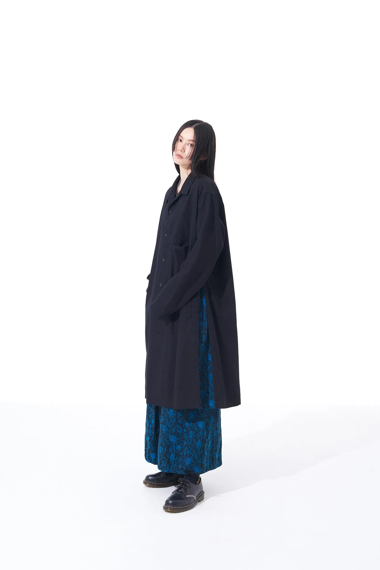 THORNY PATTERN JACQUARD GUSSETED HEM KATSURAGI LONG SHIRT