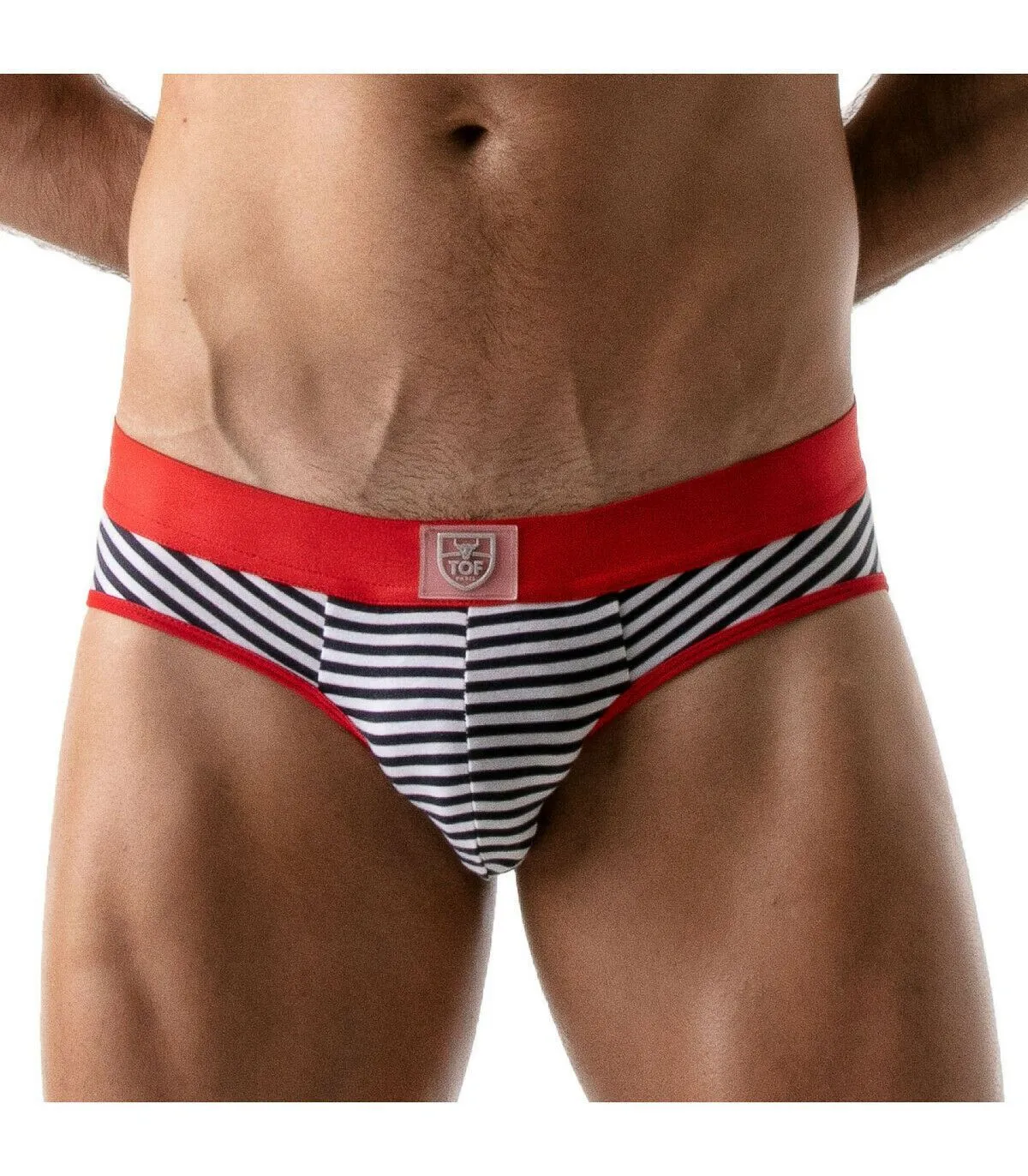 TOF PARIS Brief Stripe Push Up Briefs Cotton Jersey Red 59