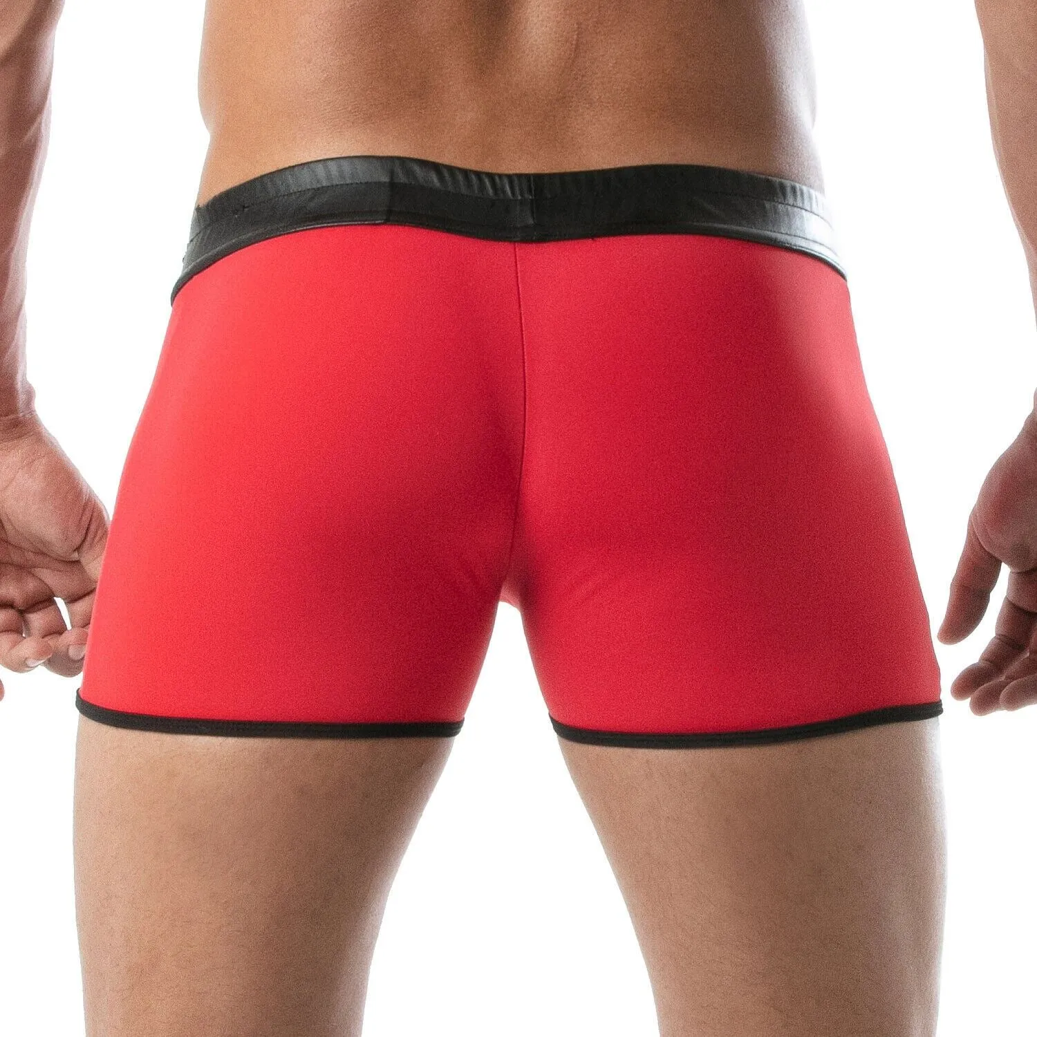 TOF PARIS Mid-Thigh Short Contrasting Front Pouch Stretch Boxer Shorts Red 27