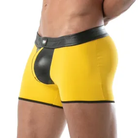 TOF PARIS Short Mid-Thigh Contrasting Front Pouch Stretchy Boxer Shorts Yellow 27