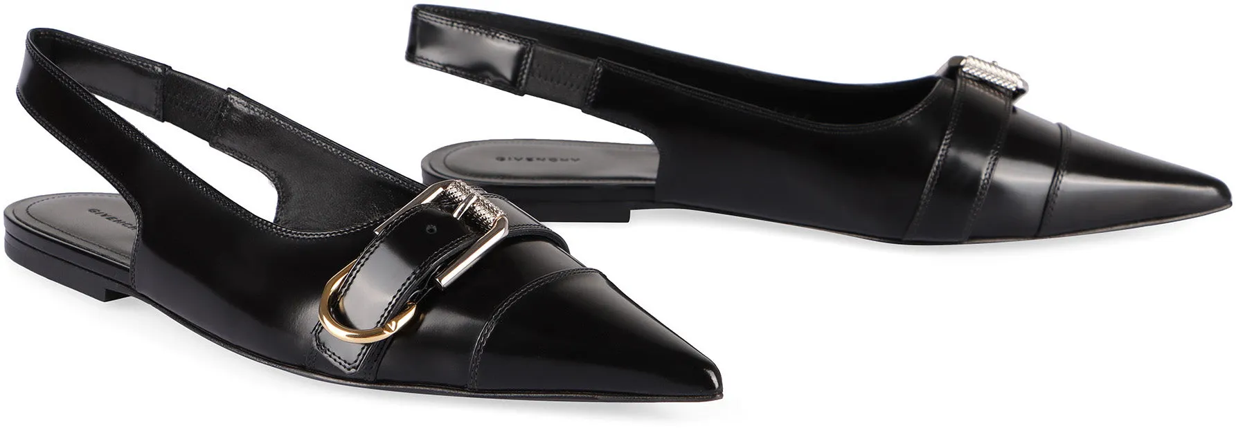 VOYOU LEATHER SLINGBACK FLATS