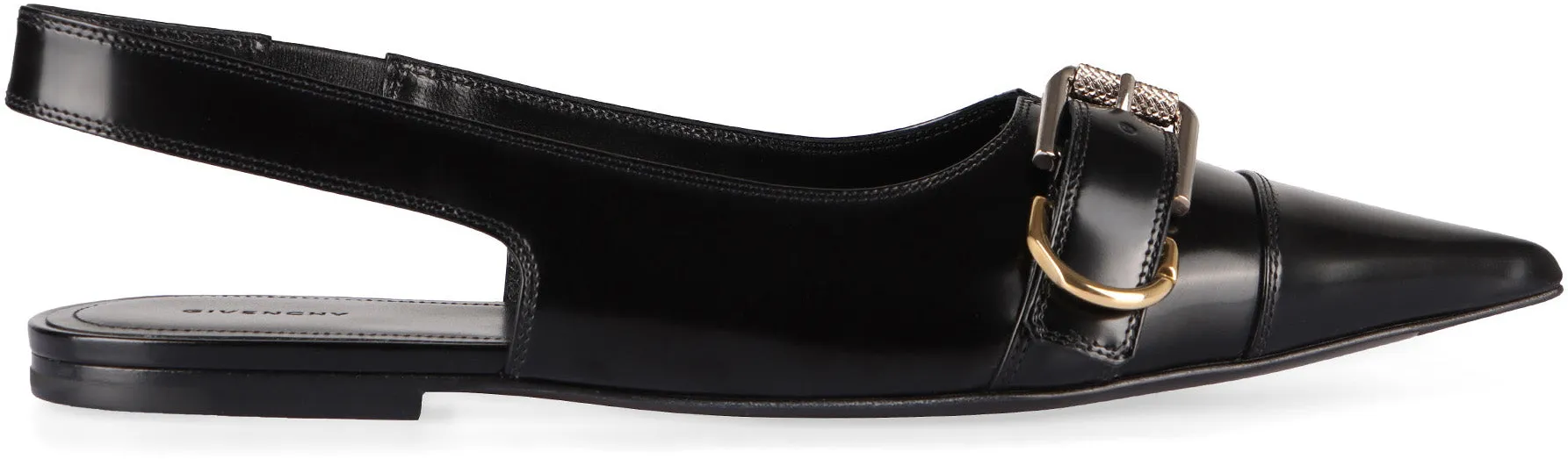 VOYOU LEATHER SLINGBACK FLATS