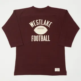 Warehouse & Co 4063 'West Lake' 3/4 Sleeve Football Tee - Bordeaux