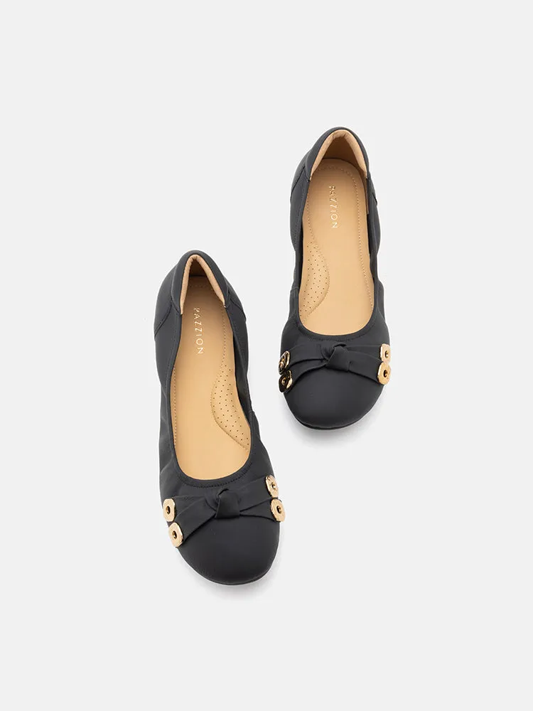 Wren Bow Embellished Covered Flats