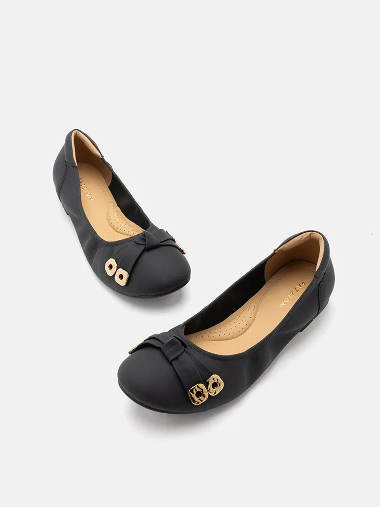 Wren Bow Embellished Covered Flats