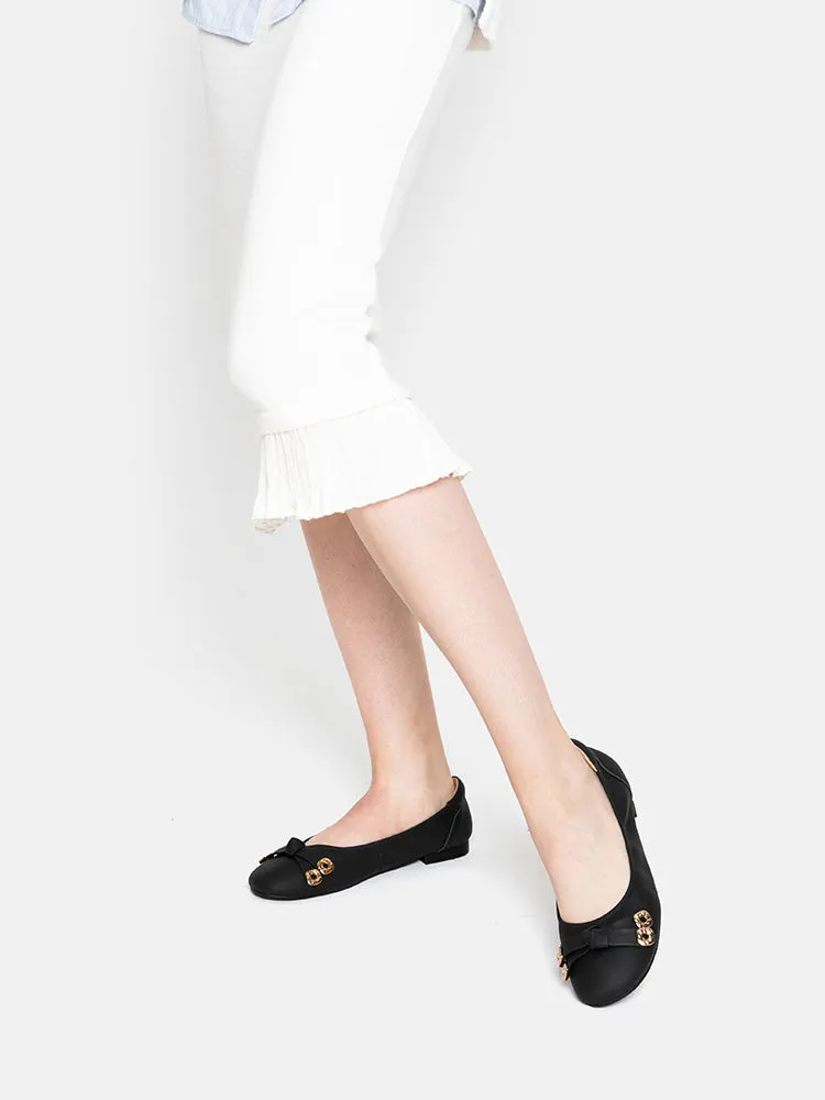 Wren Bow Embellished Covered Flats